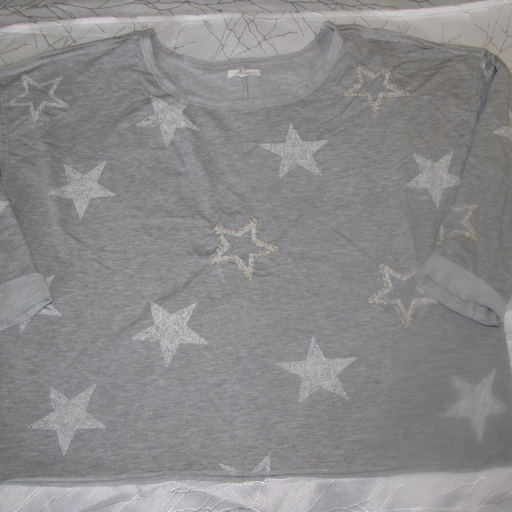 Grey Cotton LS T-shirt w/Stars size XL